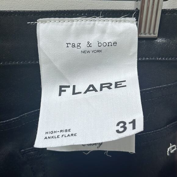 Rag & Bone Casey High-Rise Ankle Flare Pants in Coated Black Size 31 NWT - Picture 6 of 14
